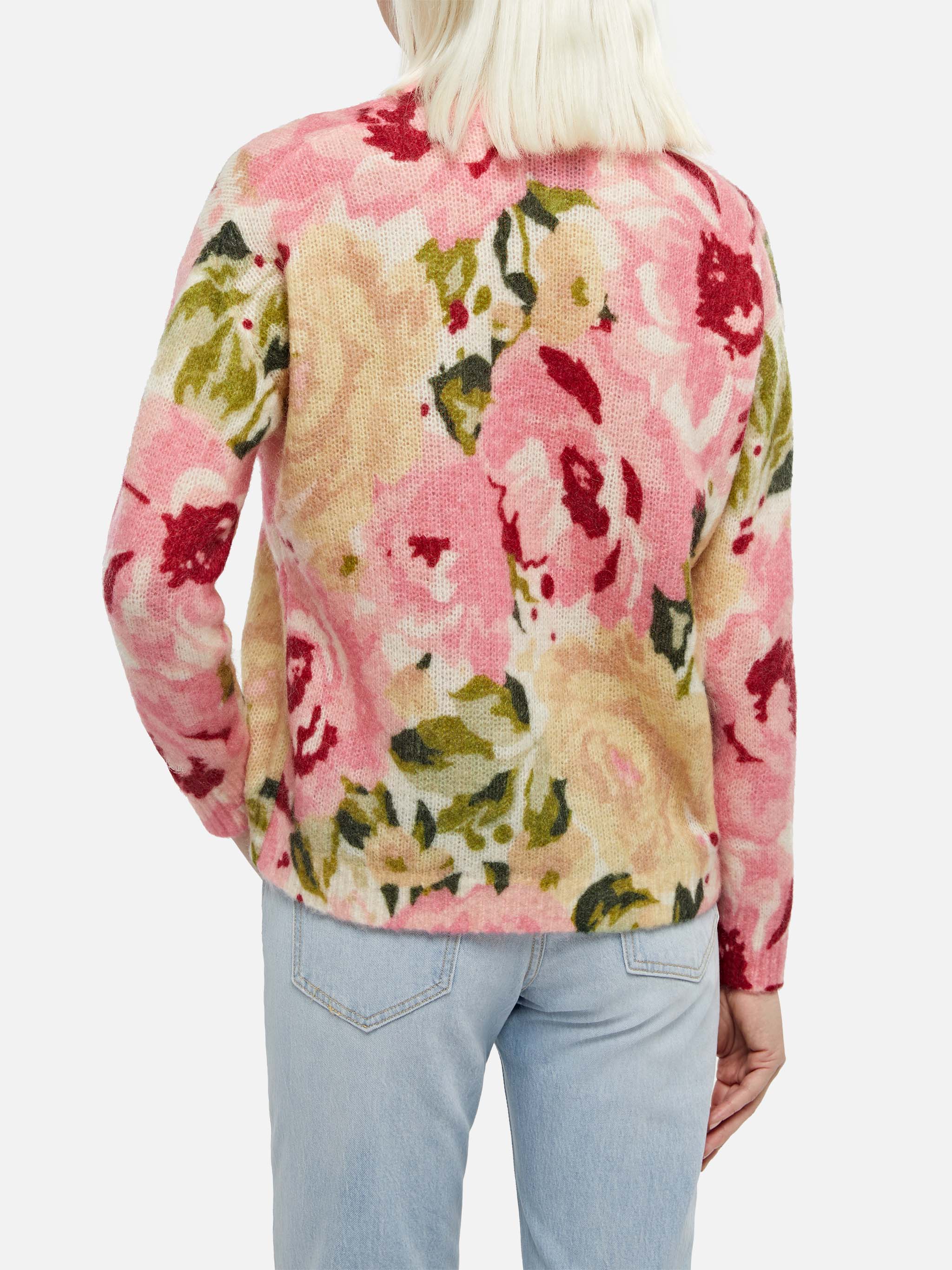 Louise damestrui van mohair met pioenrozenprint