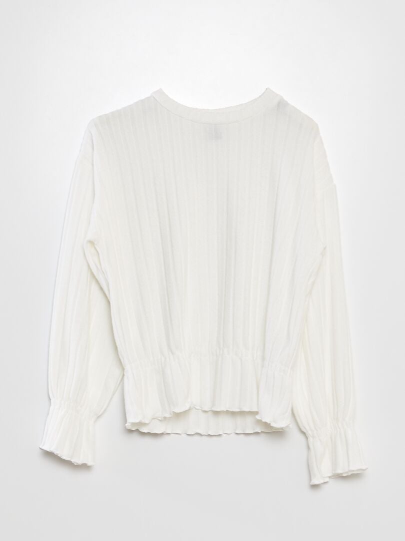 Camiseta de canalé con volantes - BLANCA