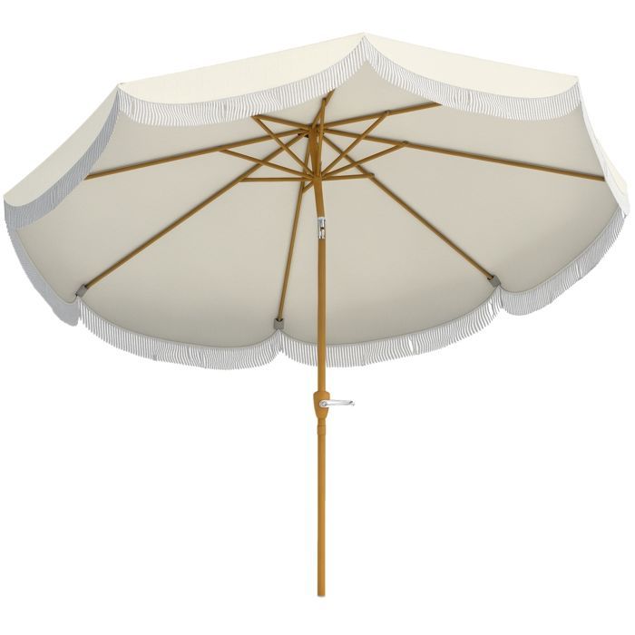 Parasol de jardin 2,7 m - Outsunny - parasol inclinable d'extérieur UPF 30+ - manivelle, 8 baleines - bleu clair et blanc