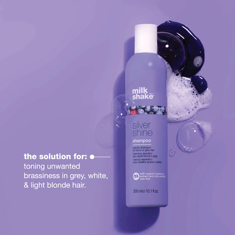 Šampón milk_shake® Silver Shine pre blond vlasy, ktorý neutralizuje žltkasté tóny