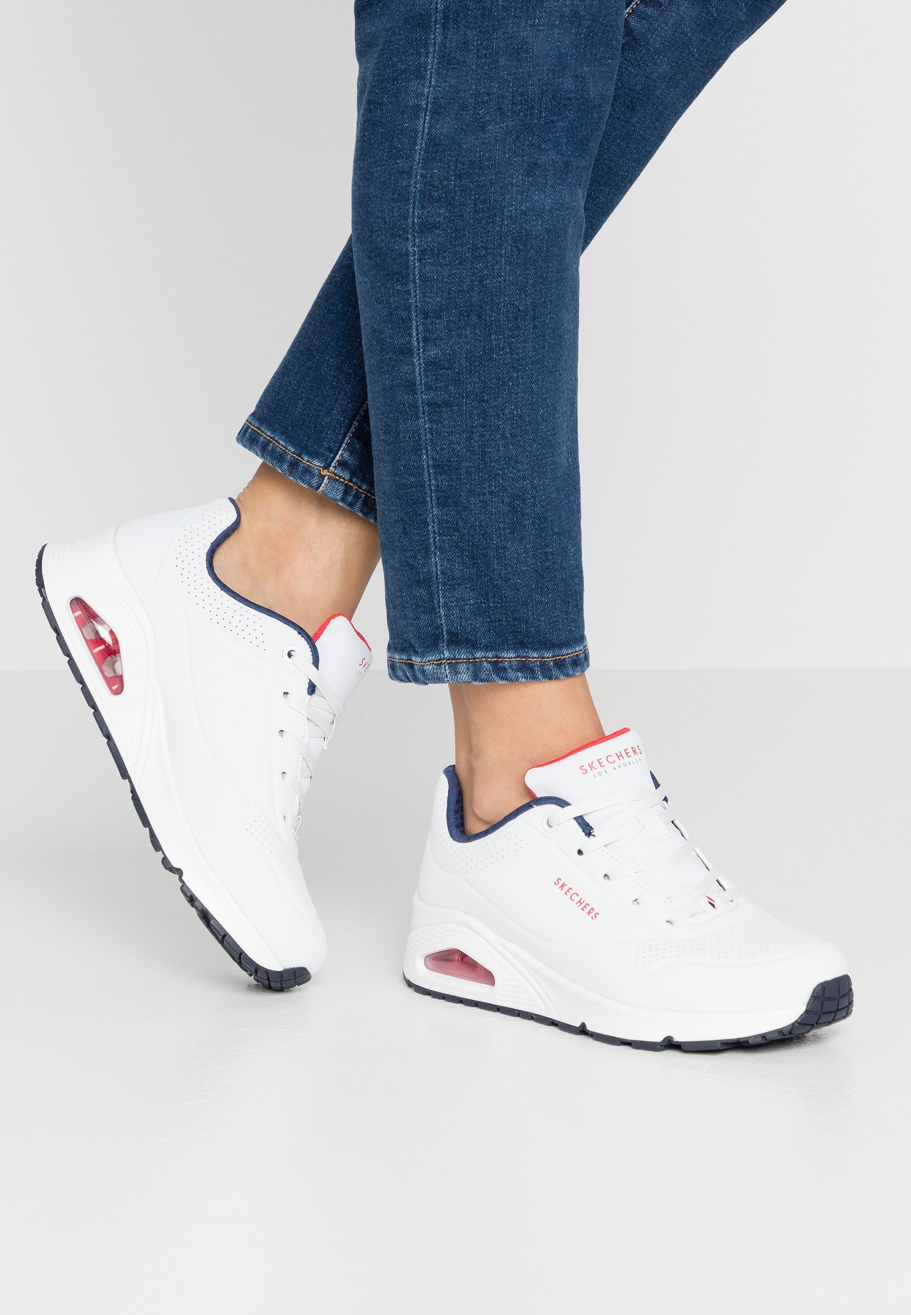 Tênis Skechers Sport UNO - branco/azul-marinho/vermelho