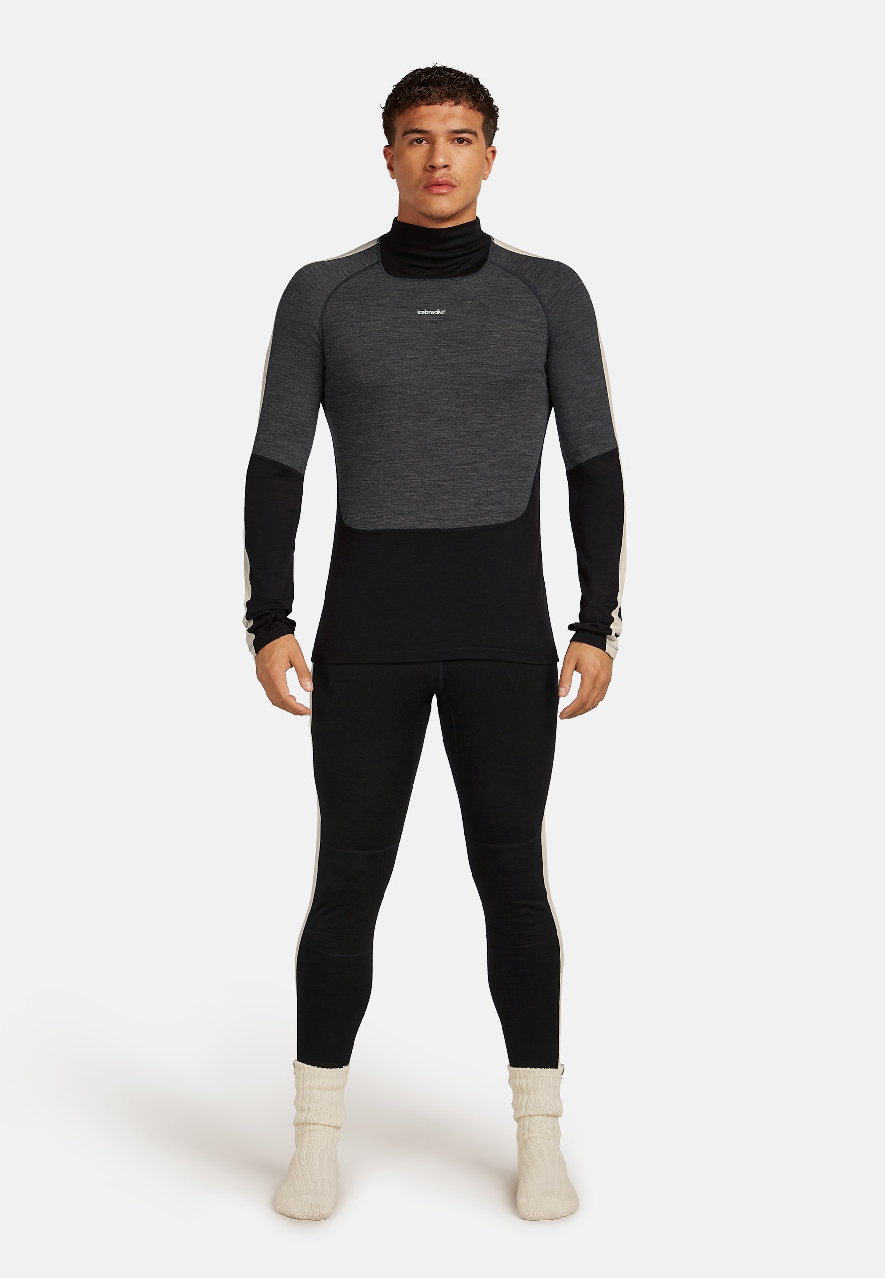 Icebreaker HIGH NECK - Top a maniche lunghe - nero jet hthr non tinto cb