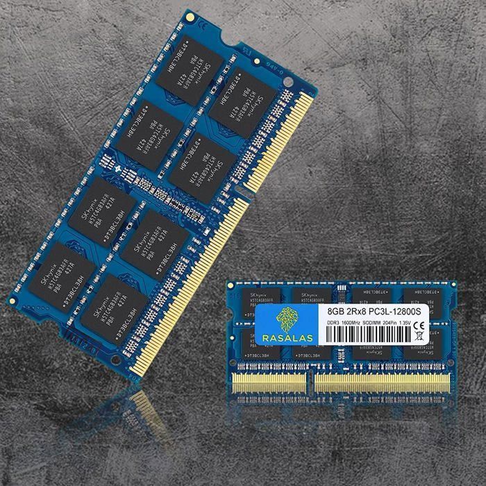 RAM PC3L-12800S da 8 GB per laptop: modulo RAM portatile DDR3-1600MHz 2Rx8 1.35V 204-Pin CL11 per aggiornamento memoria PC.