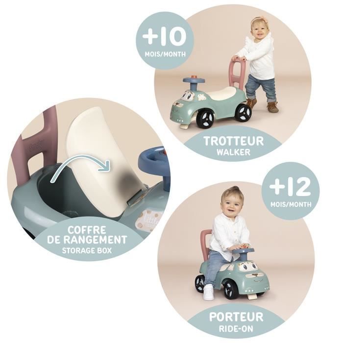 Little Smoby - Macchina cavalcabile - Vano portaoggetti sotto il sedile + sedile - Clacson - Dai 10 mesi in su - Prodotto in Francia