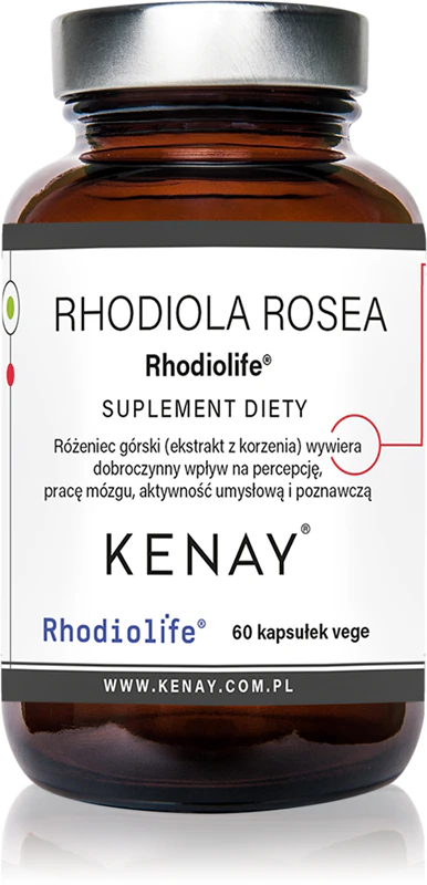 Výživový doplnok Kenay Rhodiola Rosea Rhodiolife® vegetariánske kapsuly na udržanie vitality a kognitívnej výkonnosti