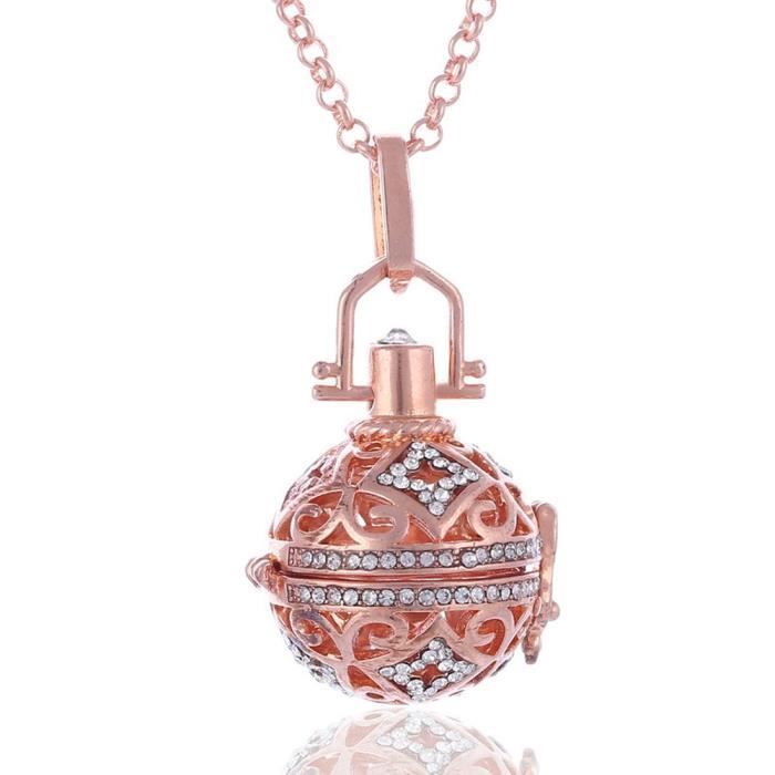 Pregnancy Bola Necklace/Long Necklace – Sparkling Starry Sky Design – Gold Chain Necklace, Choice of Bell – Blue