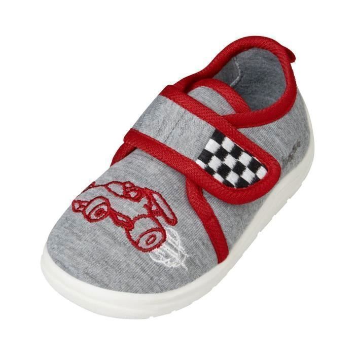 Chaussures pour bébé Playshoes - Voiture de course junior - Textile gris