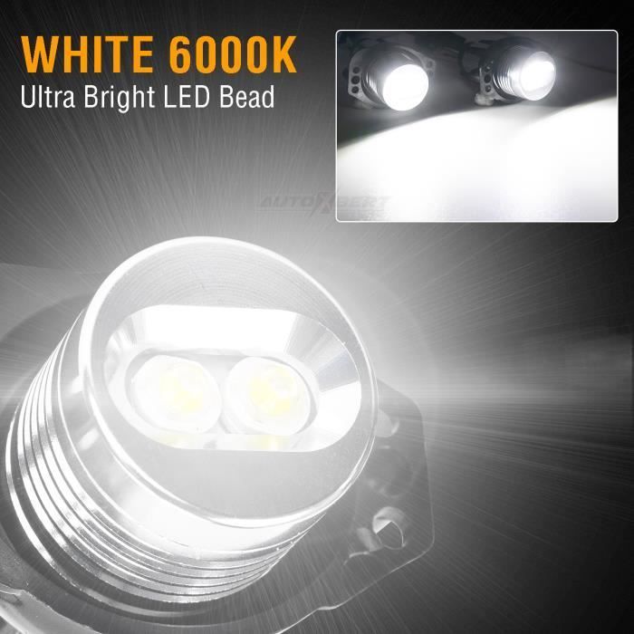 2PCS Pour BMW Série 3 E90 E91 2005-2008 12W LED Blanc Remplacement ampoules yeux d'ange halo anneau