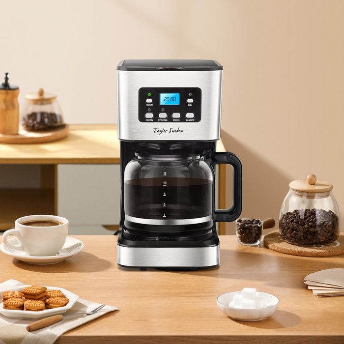Taylor Swoden Cafetiere Filtre, Programmable 24h Cafetiere Electrique 1,5L  12 tasses, Machine a Cafe Maintien au Chaud
