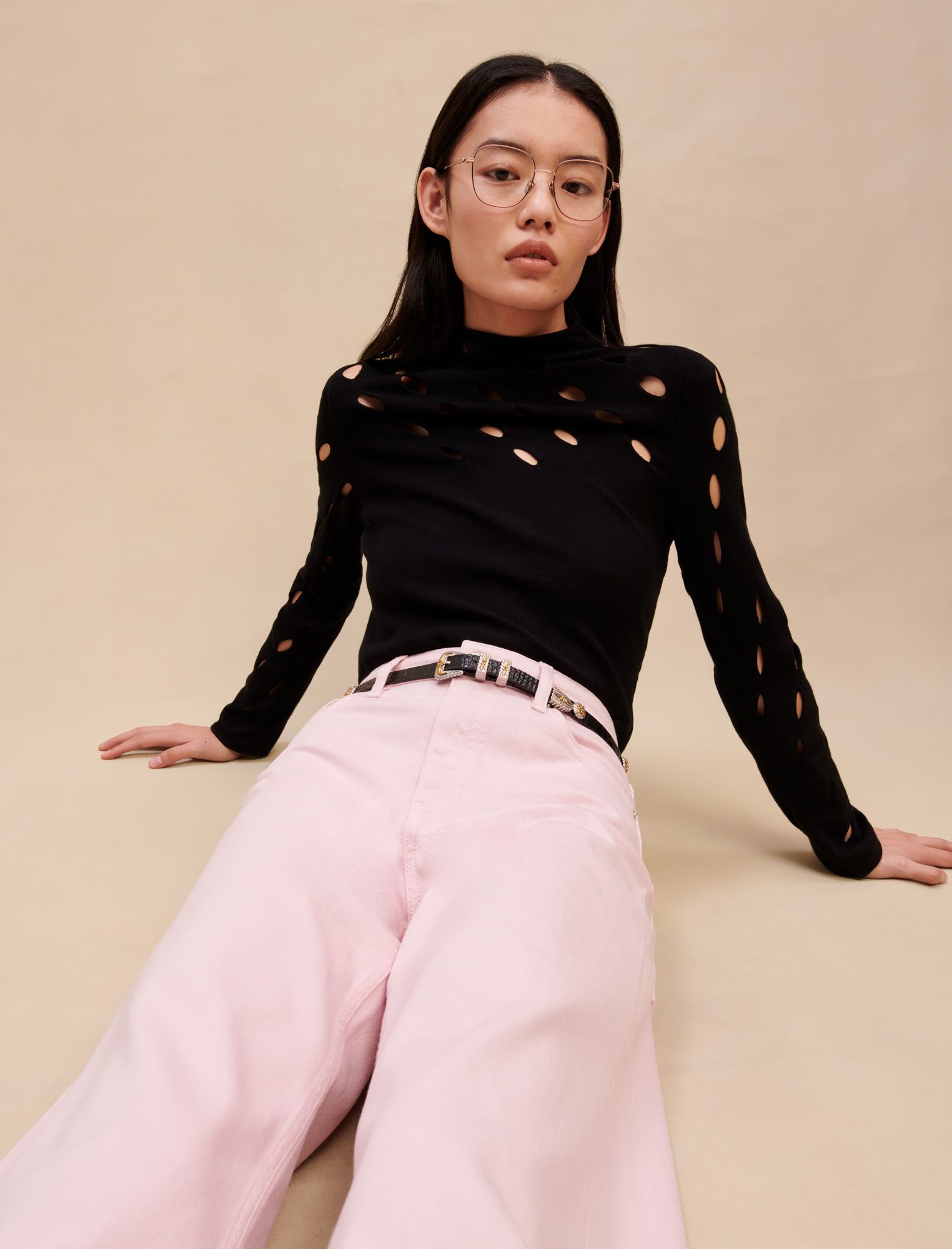 Roze jeans met wijde pijpen - Parma