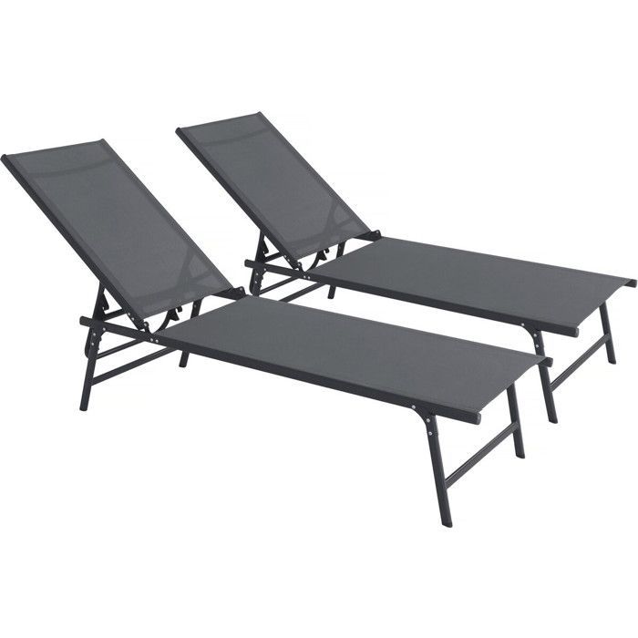 Set di 2 lettini prendisole in metallo 