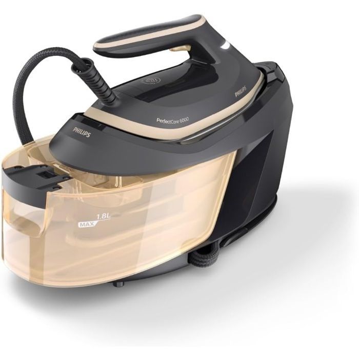 Ferro a vapor Philips PSG6064/20 PerfectCare Compact Série 6000, preto/dourado, 1,8 L, 8 bar, 2400 W