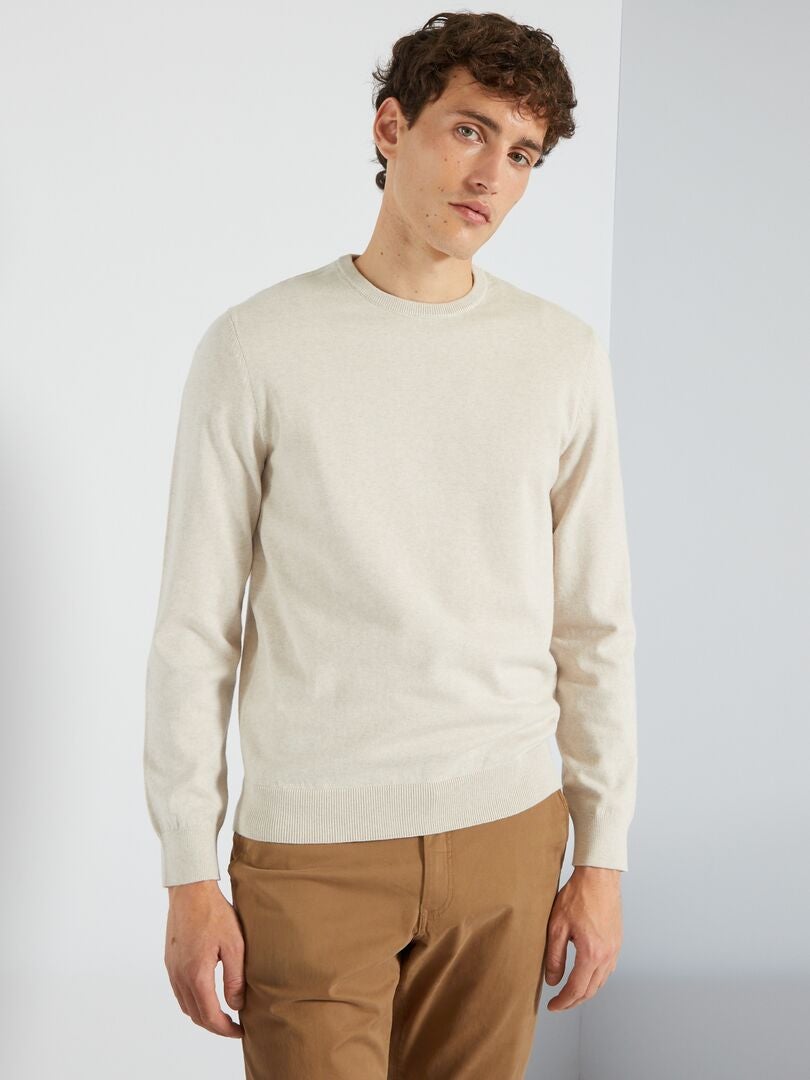Trui met ronde hals - BEIGE