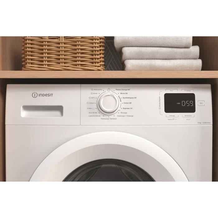 Lavatrice a carica frontale Indesit IM962MYTIMEFR MyTime - 9 kg - Induzione - Larghezza 60 cm - 1200 giri/min - Classe energetica A - Bianca