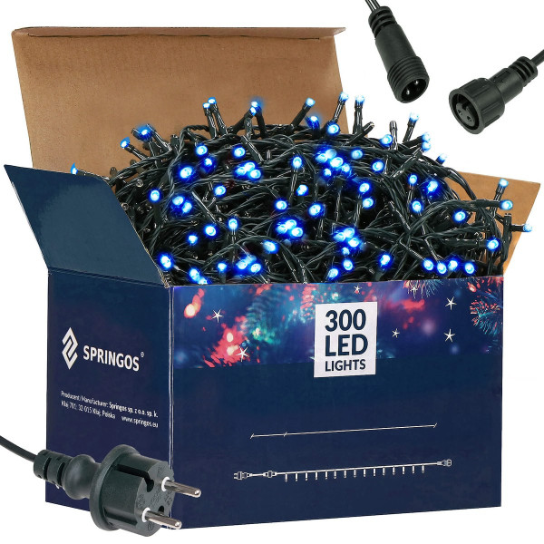 Lampki choinkowe 300 Led niebieski 18m oświetlenie święta