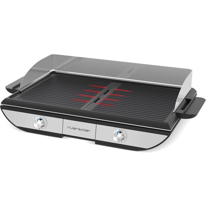 Electric griddle/grill - RIVIERA&BAR - Black and stainless steel - 2300 Watt - Non-stick plates