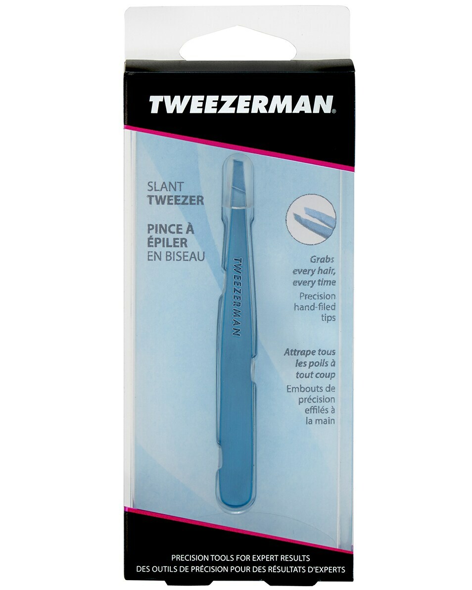Pince à épiler biseautée TWEEZERMAN Pince à épiler biseautée à fond évasé bleu
