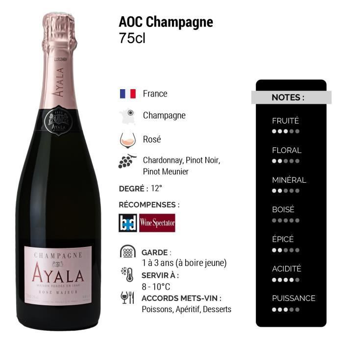 Champagne Rosé Majeur Rosé - Lot de 3x75cl - Maison Ayala - 16-20 Bettane Desseauve - Cépages Chardonnay, Pinot Noir, Pinot Meunier