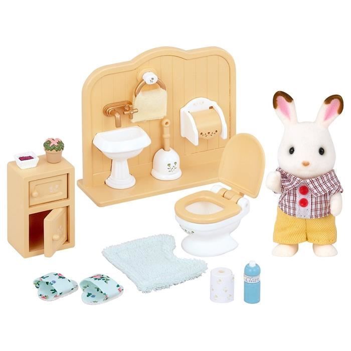 SYLVANIAN FAMILIES - 5015 - Fratello Coniglio di Cioccolato e Toilette - Villaggio - Unisex - Età 3+