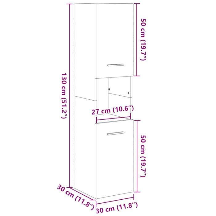 vidaXL Badkamerkast Sonoma Eiken 30x30x130 cm Spaanplaat, Wandgemonteerde Toiletkast, Badkamerkast 849635