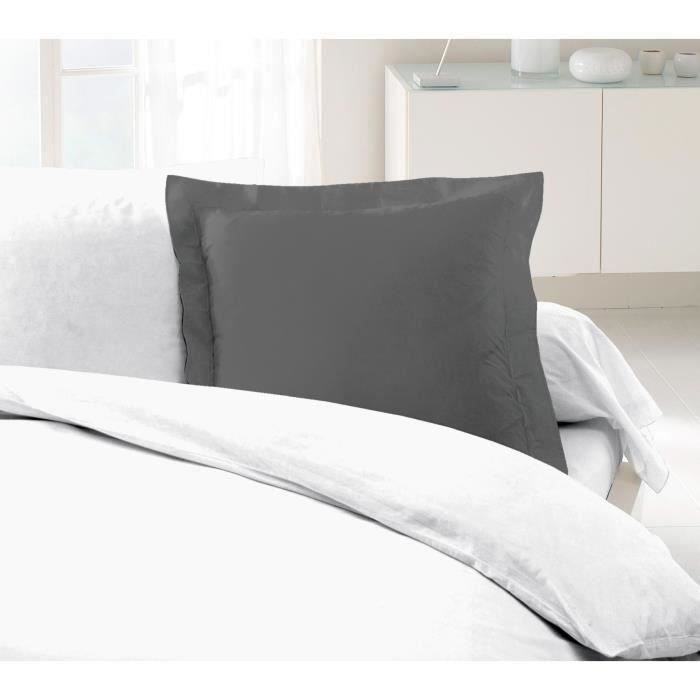 LOVELY HOME Juego de 2 fundas de almohada 100% algodón 63x63 cm - Gris oscuro