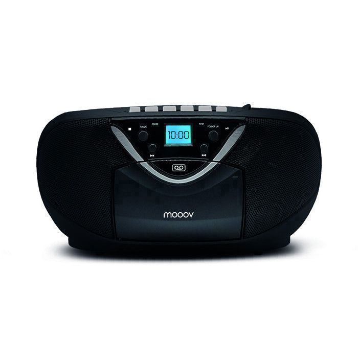 MOOOV 477131 Lecteur Cassette / CD et Radio FM - Fonction Enregistreur de K7 - Poste Cassette Audio Portable Ecran LCD - Noir