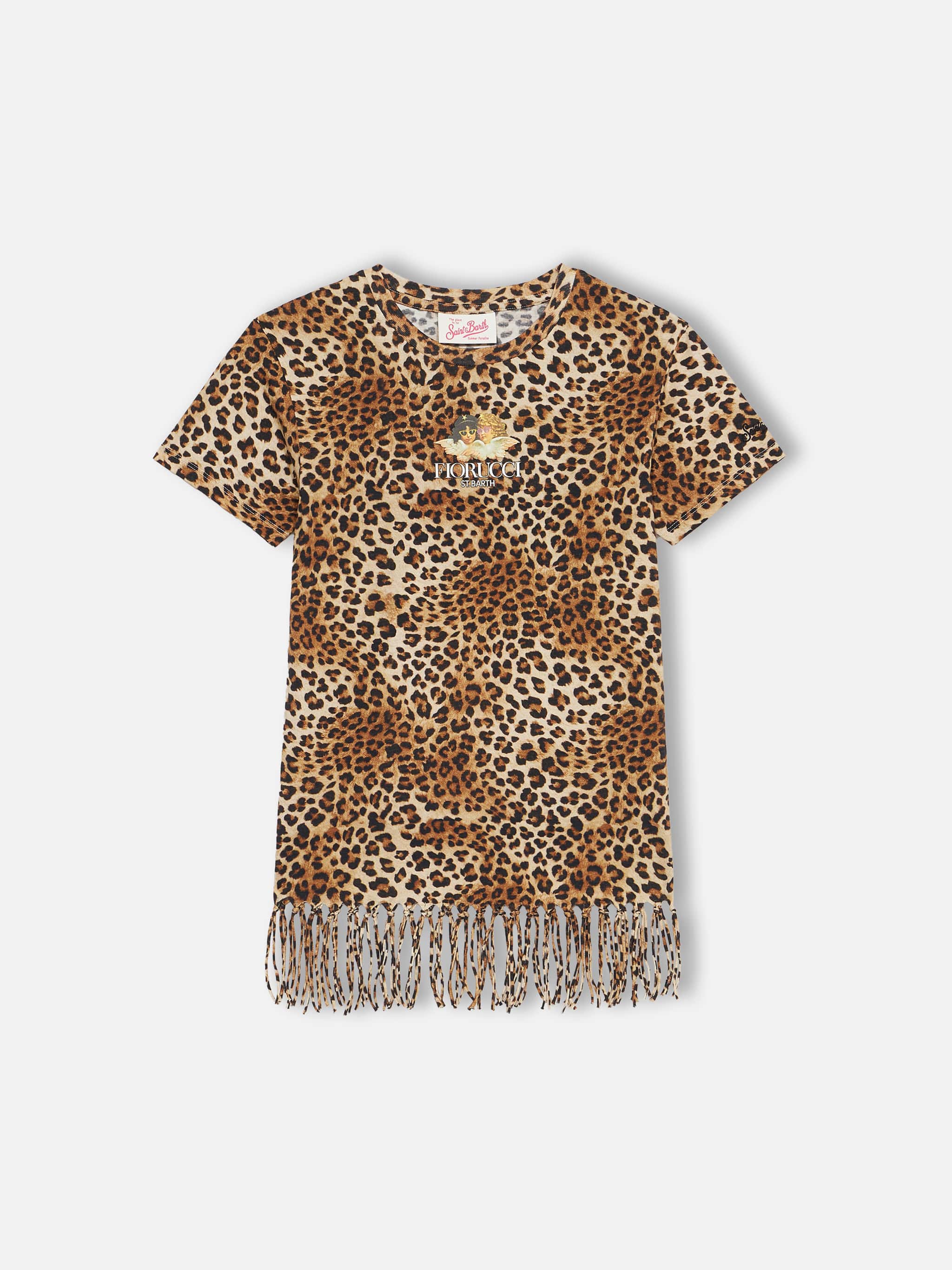 Abbey-jurk voor meisjes met franjes en engelenprint | FIORUCCI SPECIAL E