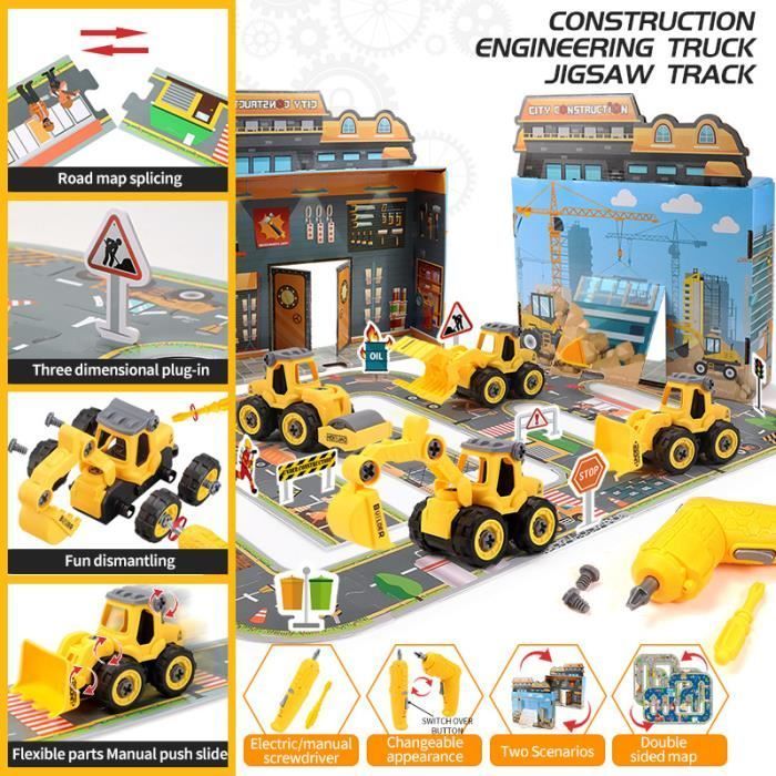 Pista per macchinine per bambini - ZGEER - Gioco di caccia al tesoro e puzzle per bambini - Bianco - Macchinine - 54,3 x 83,3 cm