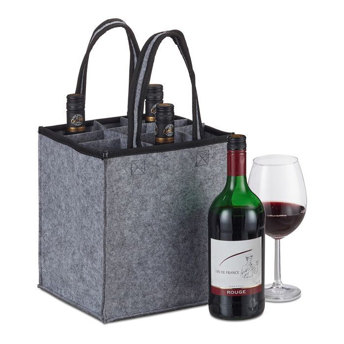 bolsas para botellas, 9 bebidas, soporte para bebidas, para vino, cerveza, depósito, coleccionista, 45x24x24 cm, antracita