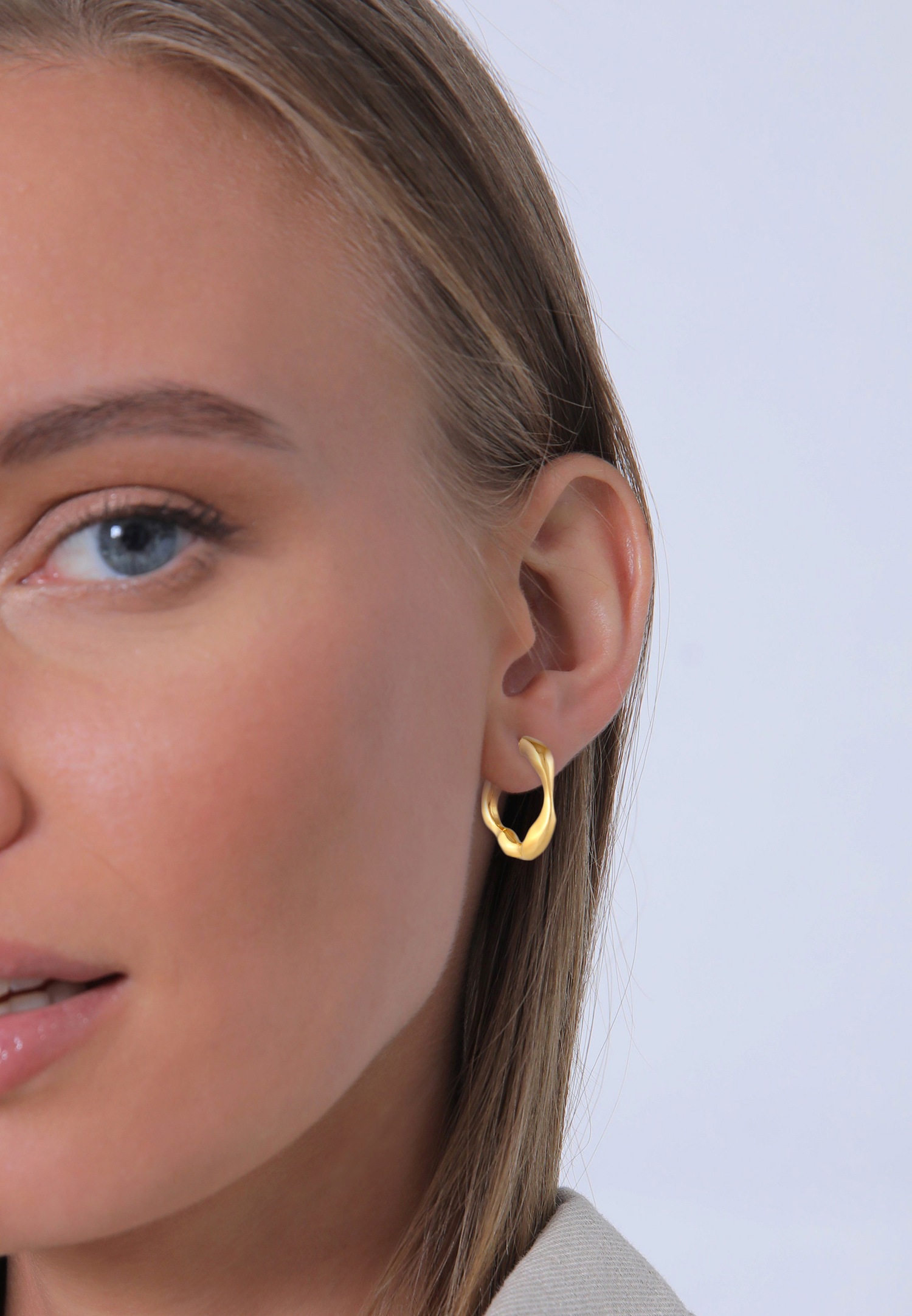 Elli PREMIUM Elli PREMIUM Boucles d'oreilles Femmes Créoles Texture Déclaration Élégante en argent sterling 925