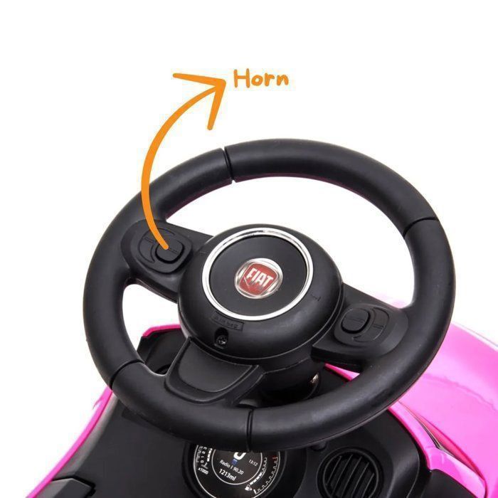 Fiat 500 giocattolo cavalcabile - Auto per bambini con licenza ufficiale, adatta a bambini da 1 a 3 anni - Rosa - Clacson e bagagliaio - Ausilio per camminare