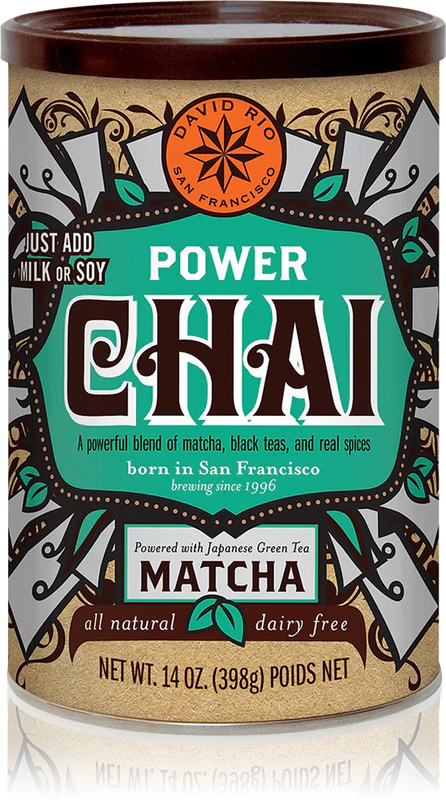 Pó David Rio Power Chai Matcha para preparar bebidas, produto vegano