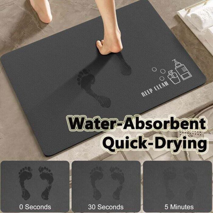 Diatomite bath mat - PZCC - Absorbent - Non-slip - 50x80 cm - Black - Quick-drying - Easy to clean