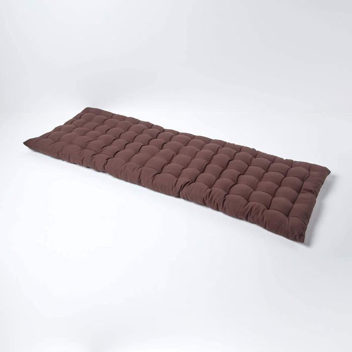 Cojín para banco de jardín - HOMESCAPES - Chocolate - 143 x 48 x 5 cm - Alfombra - Algodón y poliéster - Exterior