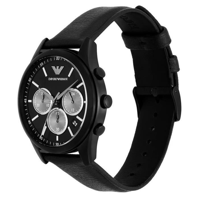 Emporio Armani Herenhorloge AR11583 - Zwart leer - 40 mm - 5 bar - Quartz - Analoog
