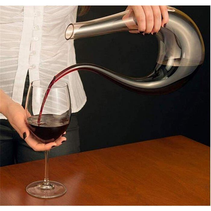Carafe à vin en cristal soufflé à la main,, en forme de U, 1,5 l