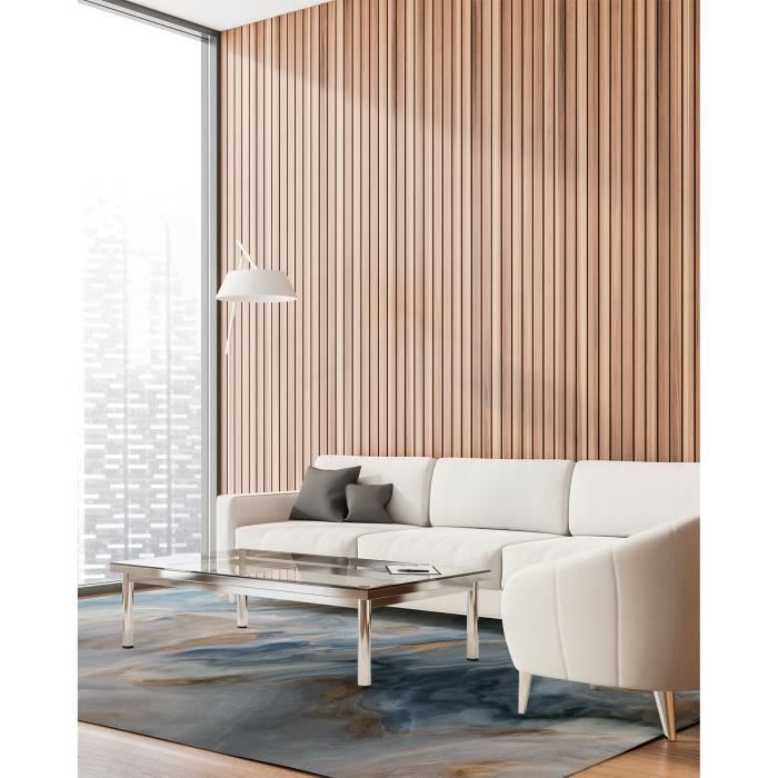 Tapis Vinyle Panorama Marbre Bleu et Orange 140x200 cm - Tapis pour Cuisine, Bureau et Salon en PVC