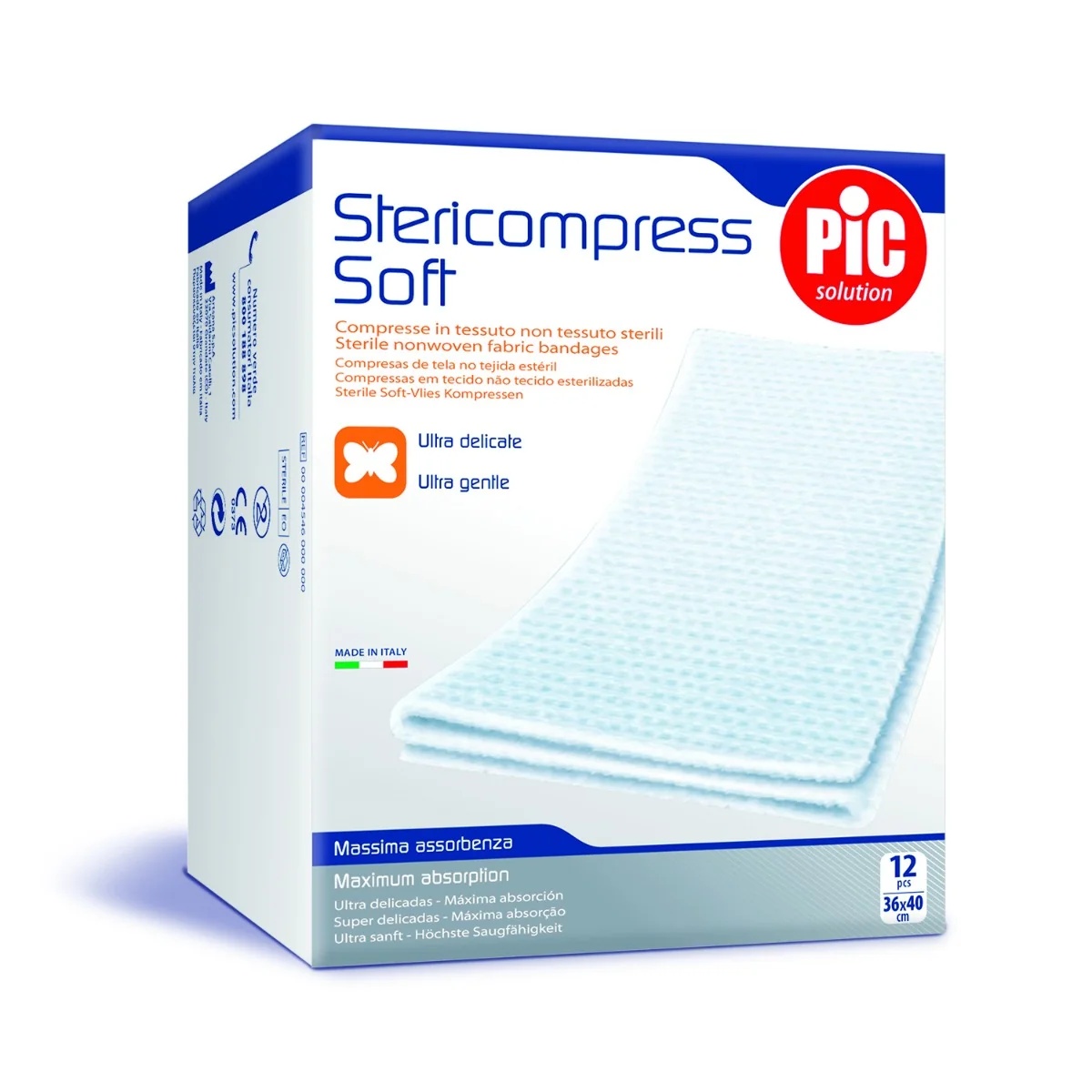 PIC Stericompress Weichgaze-Kompressen 36x40 cm 12 Stück ultraweich