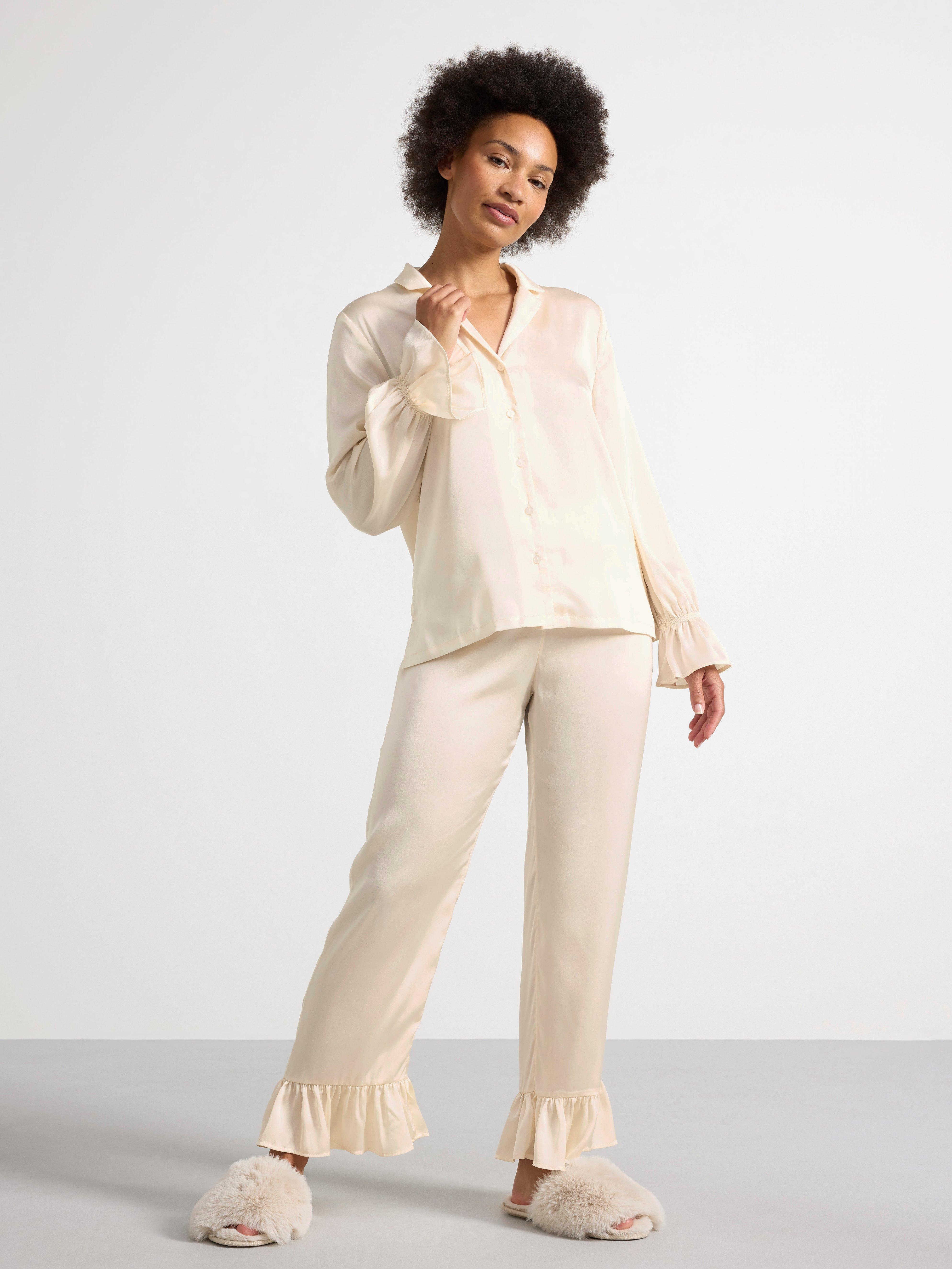Pyjamasbyxor en satin blanc