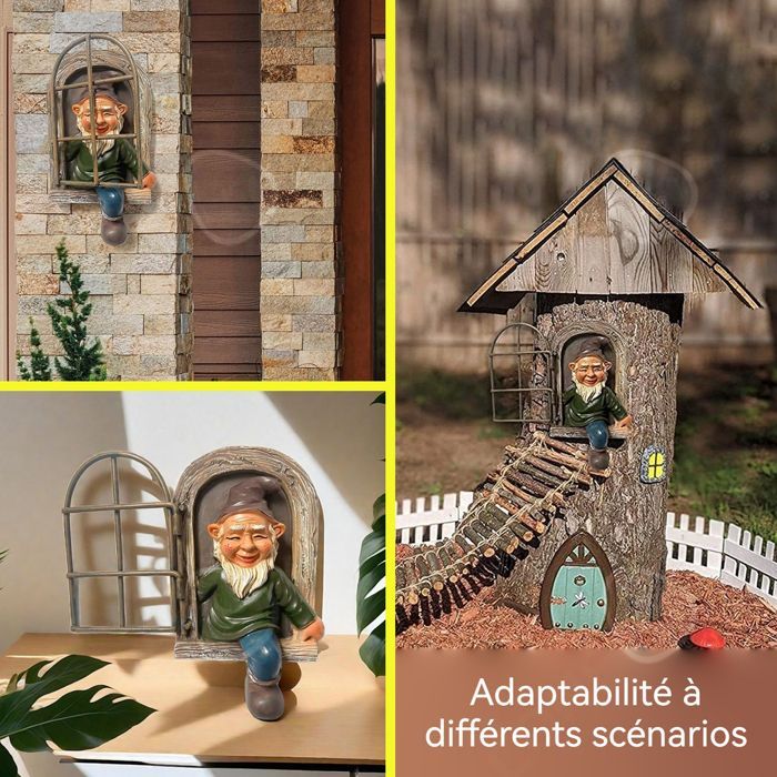 C Decoraciones de jardín 14,5x15x8cm Adornos de exterior Escultura de jardín Figura de gnomo Figura de gnomo de resina Regalo ideal