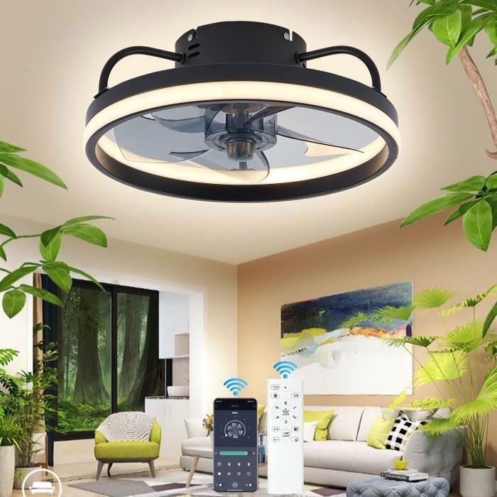 Ventilatore da soffitto UVERBON, 6 velocità, silenzioso, dimmerabile, 3 colori con telecomando, 33 cm.