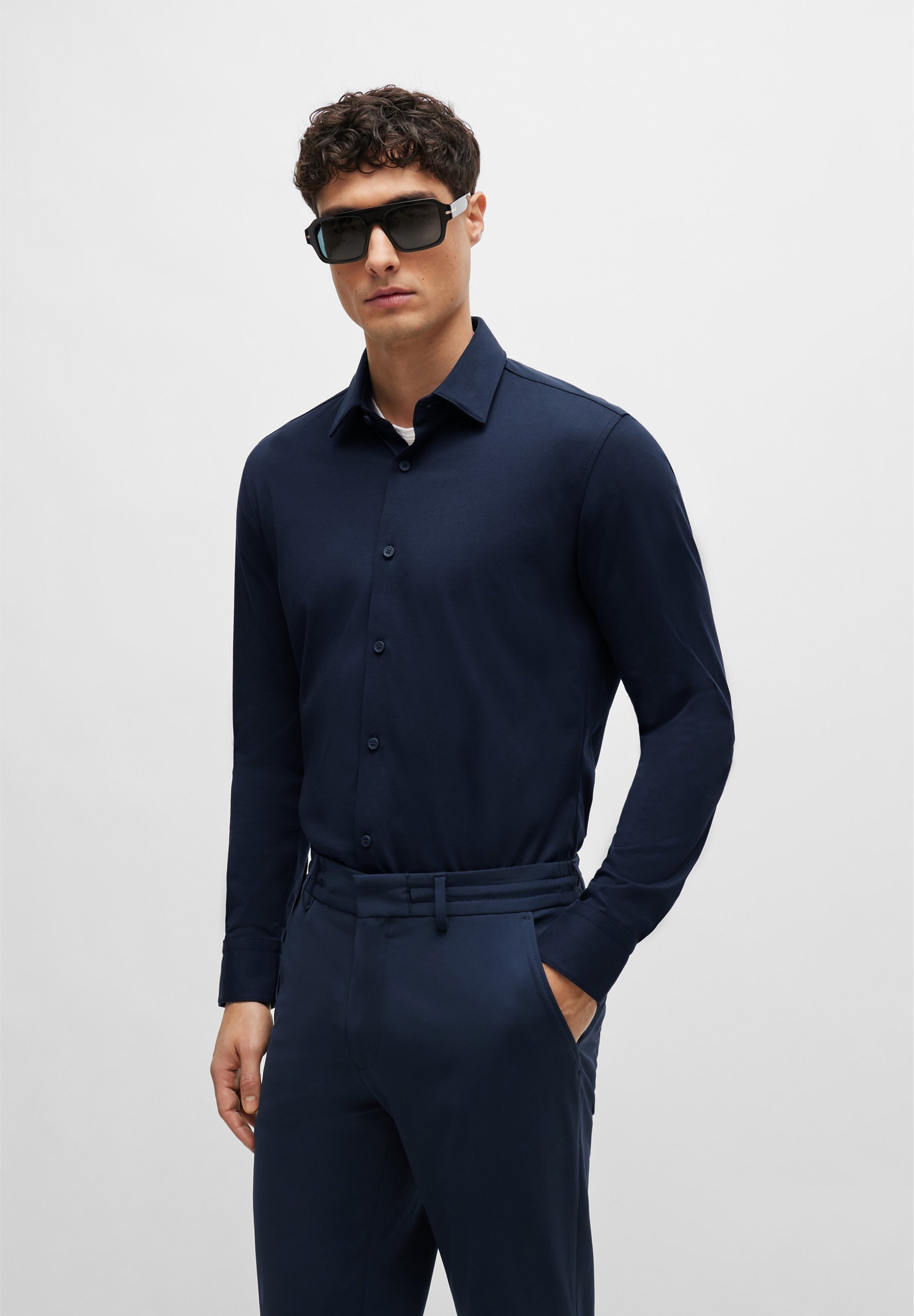 BOSS Slim Fit Langarm - Formeel overhemd - donkerblauw