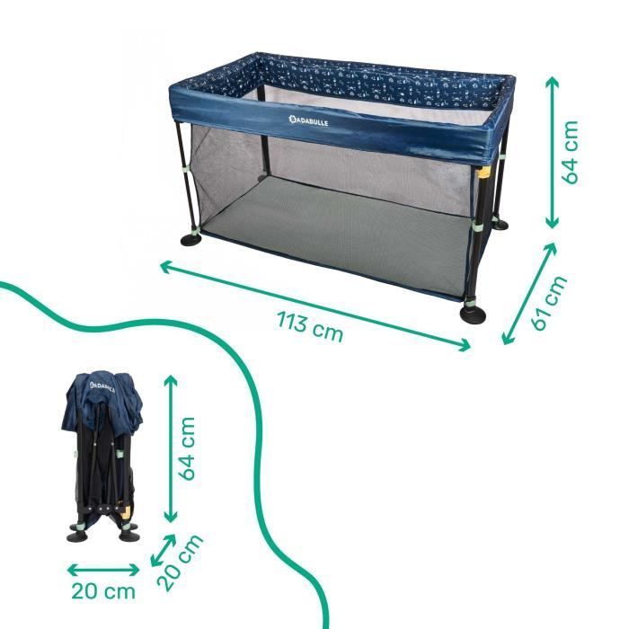 Lettino da viaggio Badabulle Easy Clip - Facile da piegare e aprire - Lettino leggero e compatto con borsa per il trasporto inclusa - Materasso incluso
