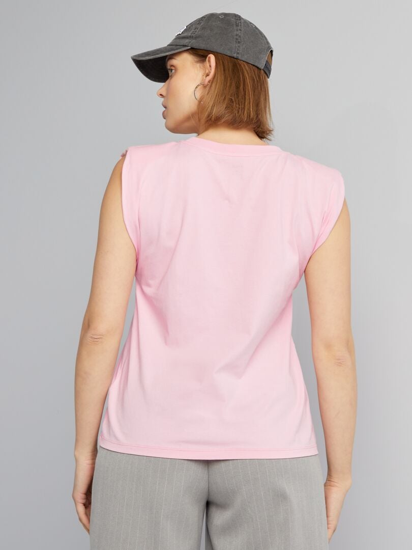 Camiseta com ombreiras - rosa