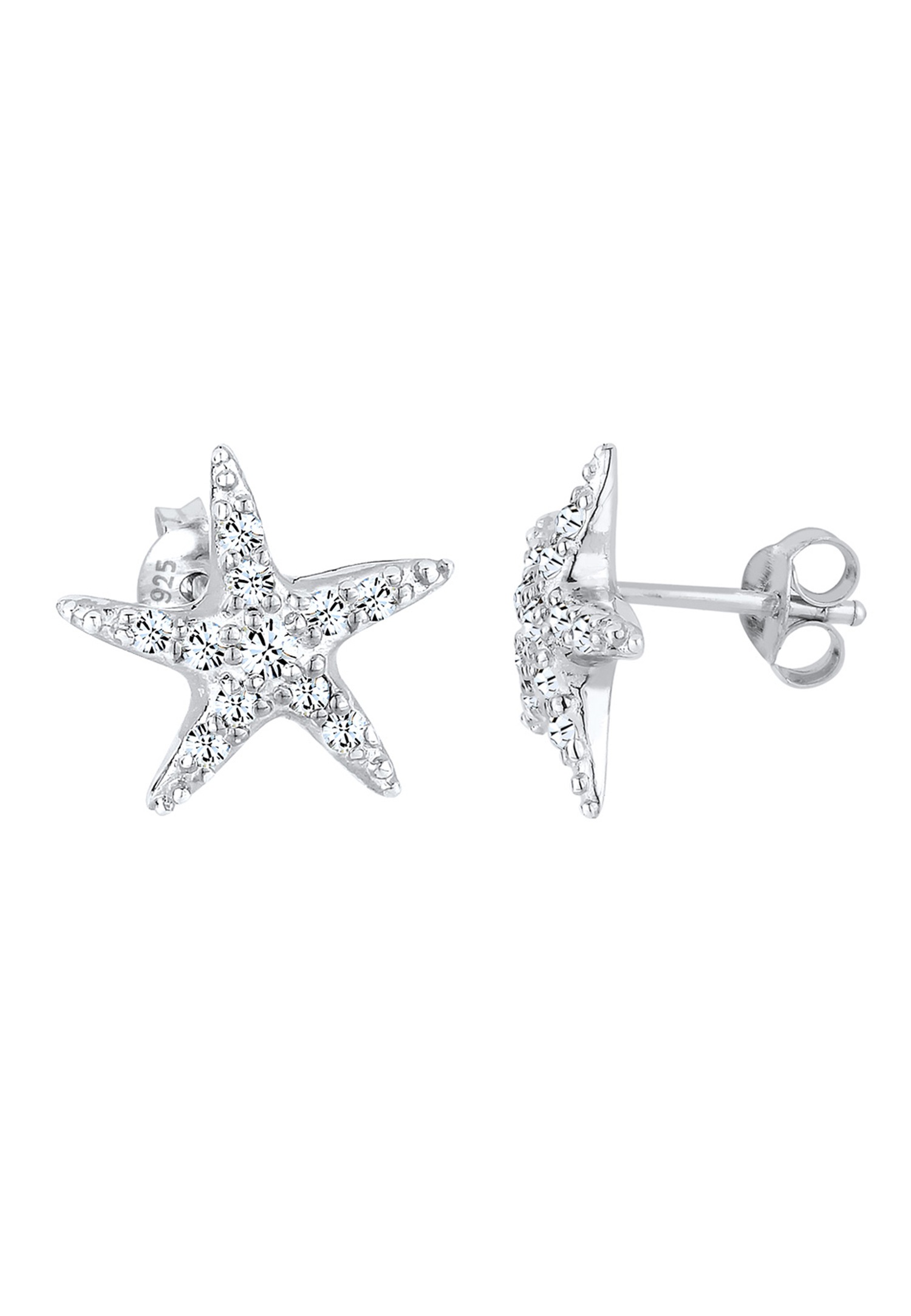 Elli Femmes Clous d'oreilles Étoile de Mer Plage avec Cristaux en Argent Sterling 925