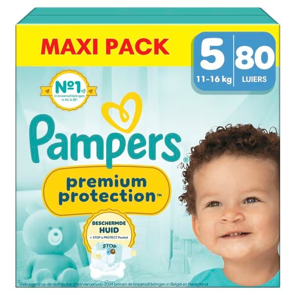 „Pampers Premium Protection“ sauskelnės, 5 dydis (11–16 kg), 80 vnt.