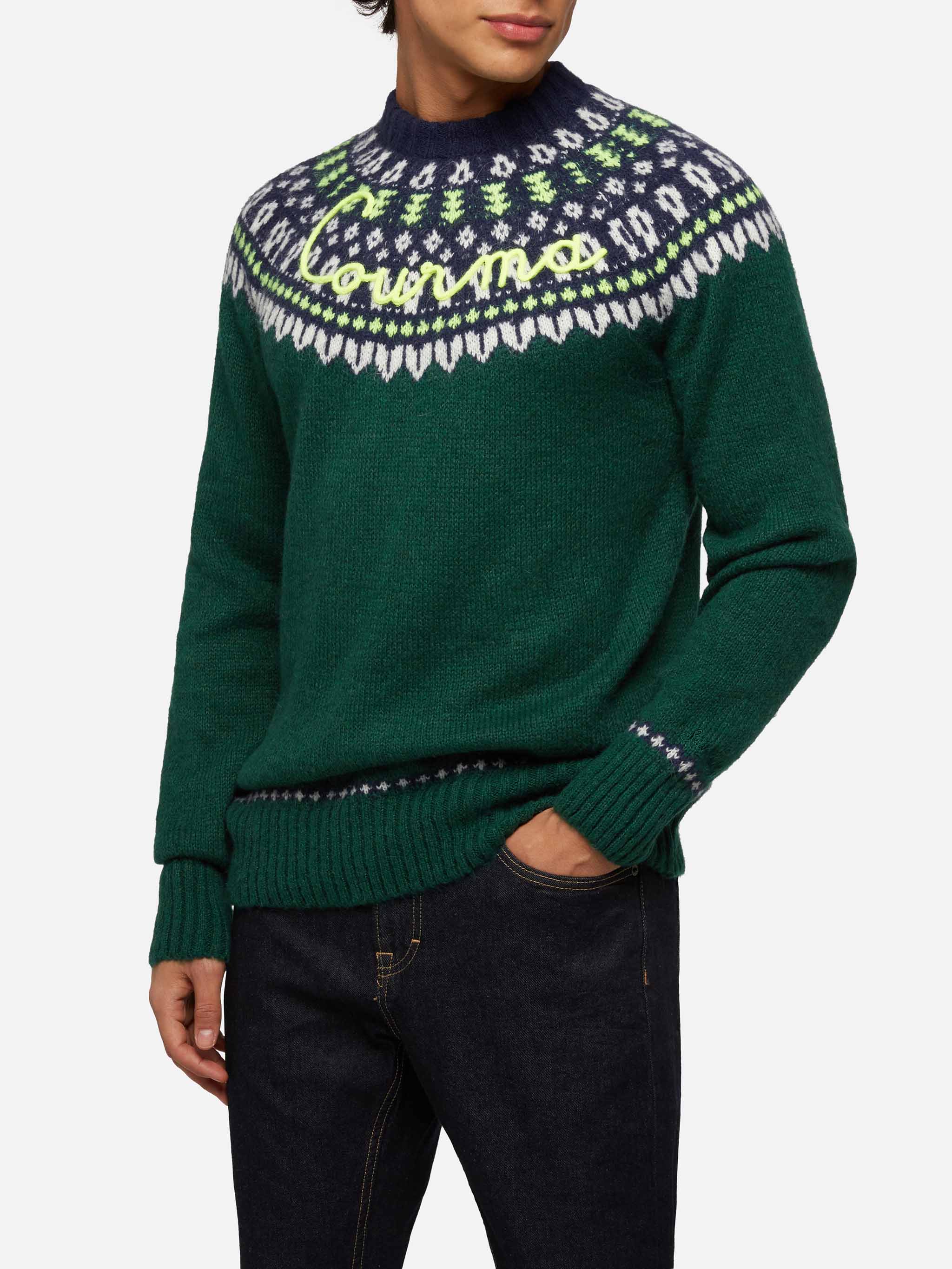 Maglione in alpaca Heron Nordic Soft con jacquard fair isle e ricamo C