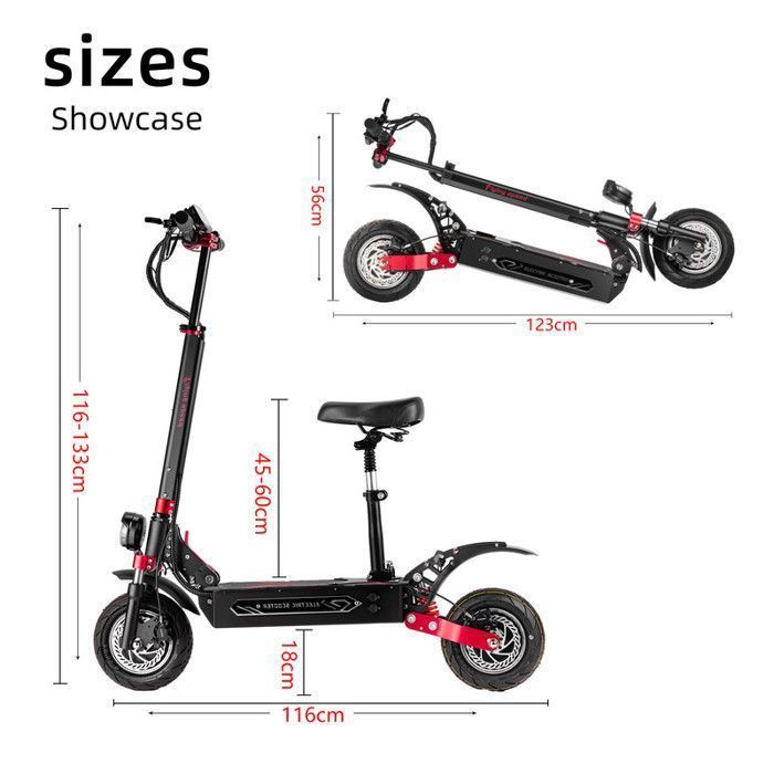 Patinete eléctrico BOYUEDA Q7 Pro Max - 2 motores de 1600 W - Batería de 52 V y 28 Ah - Neumáticos de 10 pulgadas - Autonomía de 110 km - Pantalla LCD