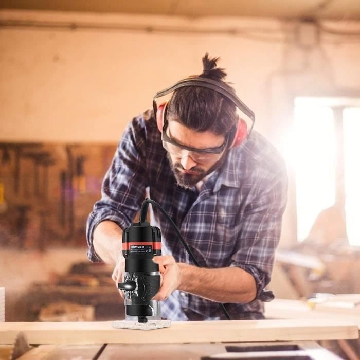 Toupie à Bois Compacte 800W pour Travailler Le Bois - Toupie à Main 6.35mm 30000r/min Portable avec 15 Mèches DIY - Trimmer