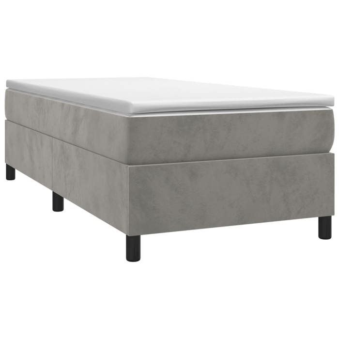 Struttura letto con materasso - Maison Exclusive - Velluto grigio chiaro - 90x200 cm - Massimo relax